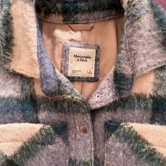 Plaid Wool Blend Jacket in Blue and Green - Picture 3 of 4